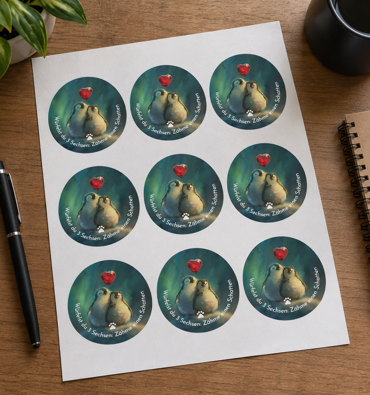 Ausdruck der fertigen Karten als Stickerbogen