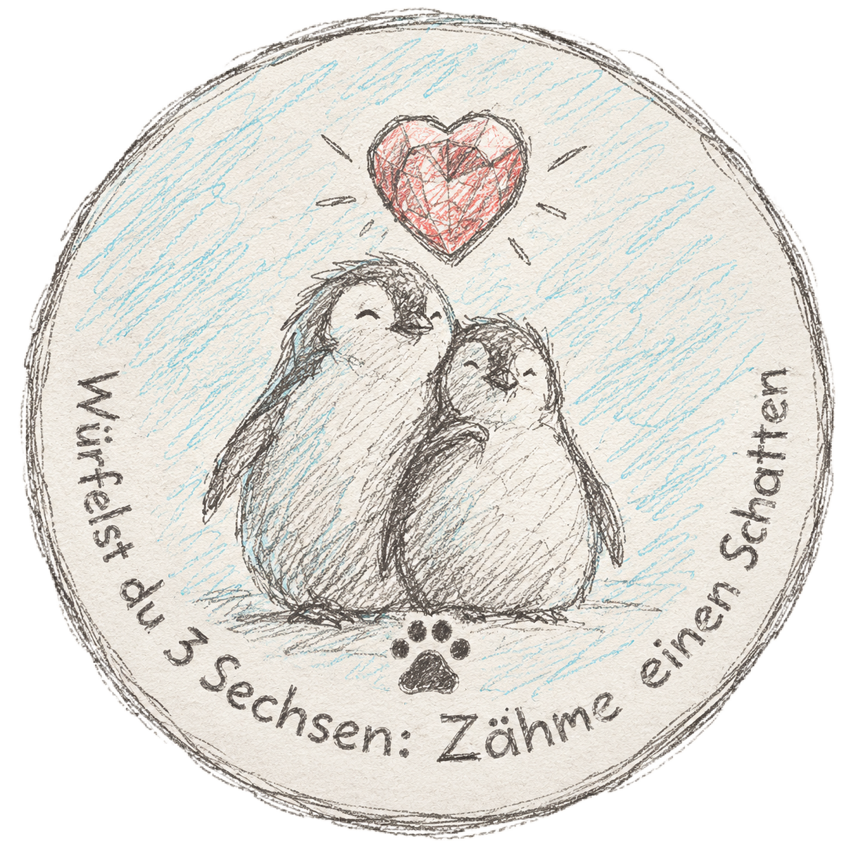 Blanko-Karte mit Kartentext und einem Scribble von zwei Küken